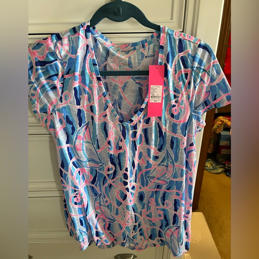 Lilly Pulitzer Skim Blue V-Neck Tee